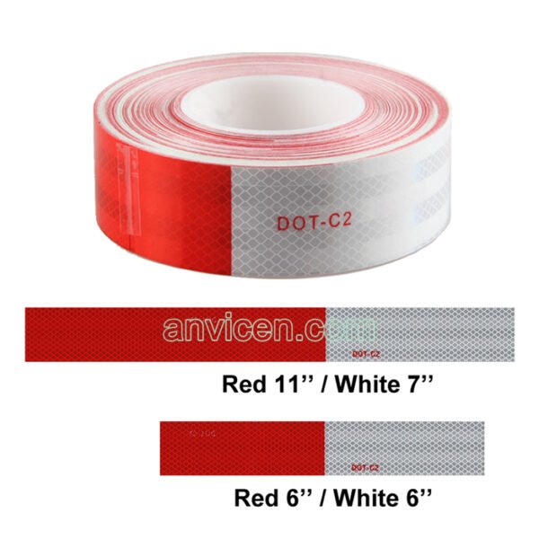 Diamond Grade DOT-C2 Reflective Tape For Vehicles Red6''/White6'' - Image 2